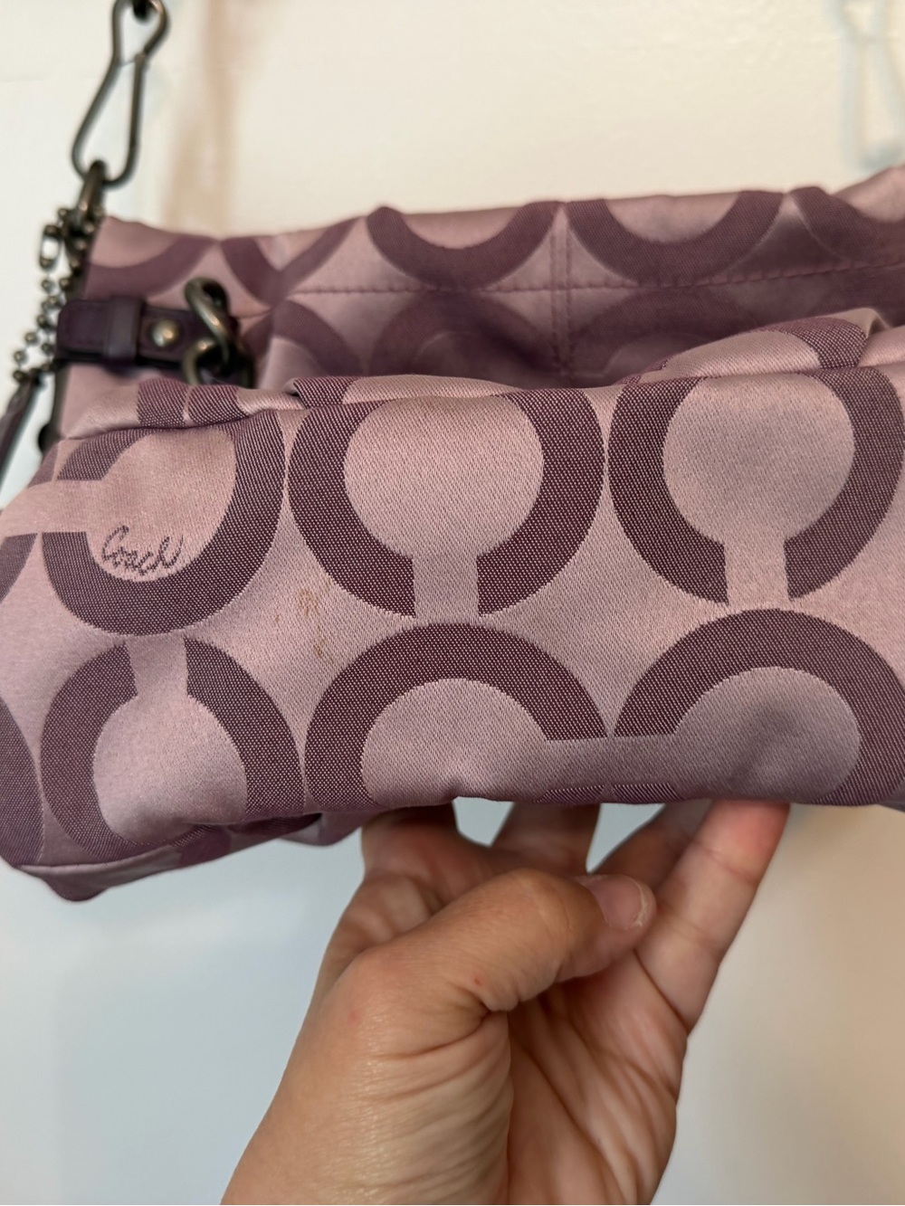 COACH BROOKE Op Art Signature C Sateen HOBO Purse Purple Vtg Y2K 14147 - Picture 2 of 6